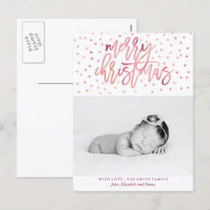 Waterverf kerstfoto Typografie Feestdagenkaart