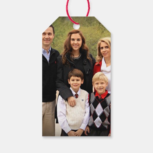 Waterverf: kerstfoto uit de familie Poinsettia Cadeaulabel (Achterkant)