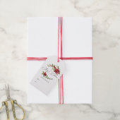 Waterverf: kerstfoto uit de familie Poinsettia Cadeaulabel (Met Touw)