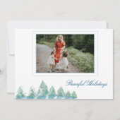 Waterverf kerstfoto van Peaceful Winter Forest Feestdagenkaart (Voorkant)