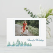 Waterverf kerstfoto van Peaceful Winter Forest Feestdagenkaart (Staand voorkant)