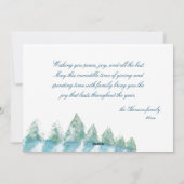 Waterverf kerstfoto van Peaceful Winter Forest Feestdagenkaart (Achterkant)