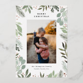 Waterverf kerstfotokaart Echte Folie Uitnodiging (Voorkant)