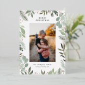 Waterverf kerstfotokaart Echte Folie Uitnodiging (Staand Voorkant)