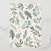 Waterverf kerstfotokaart Echte Folie Uitnodiging (Achterkant)