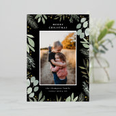 Waterverf kerstfotokaart Echte Folie Uitnodiging (Staand Voorkant)