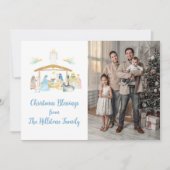 Waterverf kerstfotokaart nationaliteit feestdagenkaart (Voorkant)