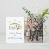 Waterverf kerstfotokaart nationaliteit feestdagenkaart (Staand voorkant)