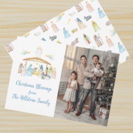 Waterverf kerstfotokaart nationaliteit feestdagenkaart