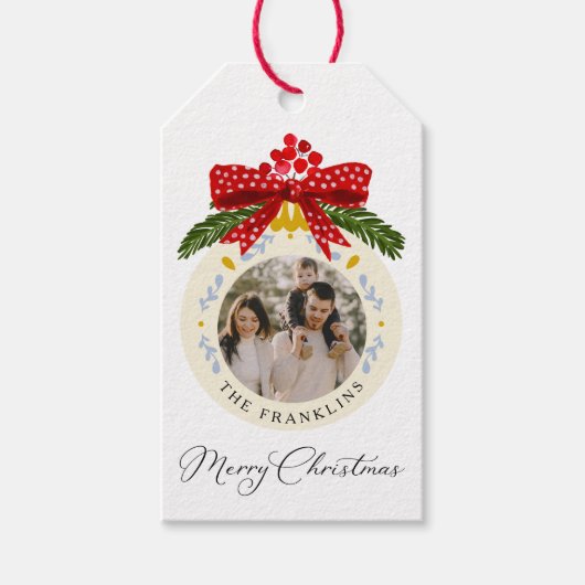 Waterverf kerstfoto's cadeau Label Cadeaulabel (Voorkant)