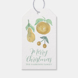 Waterverf kerstfruit cadeaulabel