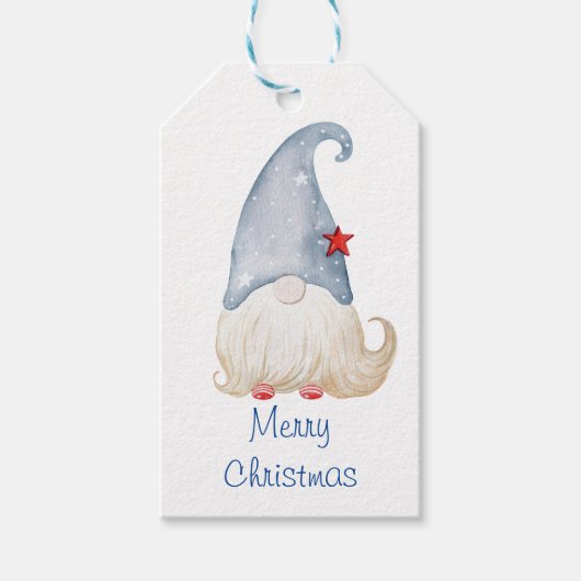 Waterverf kerstgnoom. cadeaulabel (Voorkant)