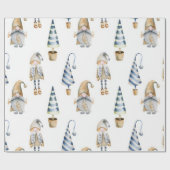 Waterverf kerstgnoompatroon cadeaupapier (Vlak)