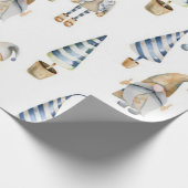 Waterverf kerstgnoompatroon cadeaupapier (Hoek)