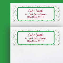 Waterverf kerstgolfclubs en Tennis-racks Etiket