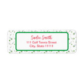 Waterverf kerstgolfclubs en Tennis-racks Etiket (Voorkant)