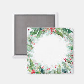 Waterverf kerstgrens Holly en Berries Magneet (Voorkant / Achterkant)