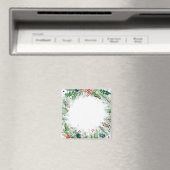 Waterverf kerstgrens Holly en Berries Magneet (Insitu (Vaatwasser))