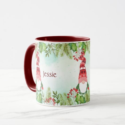 Waterverf kerstgrint - Aangepaste naam Mok (Voorkant links)