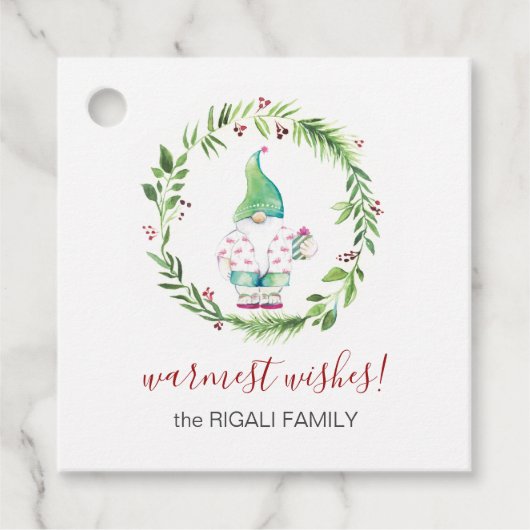 Waterverf kerstgrint bedankjes labels (Voorkant)