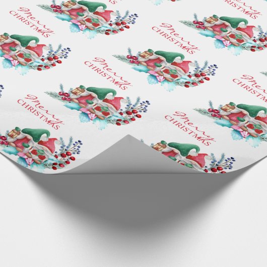 Waterverf kerstgrint cadeaupapier (Hoek)