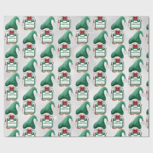 Waterverf kerstgrint cadeaupapier (Vlak)