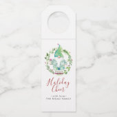 Waterverf kerstgrint flessenhanger (Voorkant)