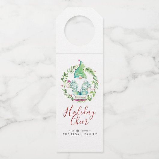 Waterverf kerstgrint flessenhanger (Voorkant)