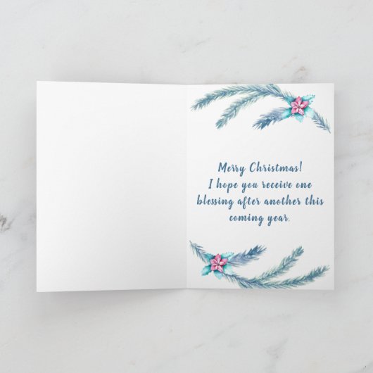 Waterverf kerstgrint kaart (Binnen)