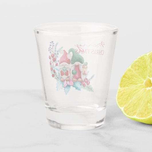 Waterverf kerstgrint shot glas (Achterkant)