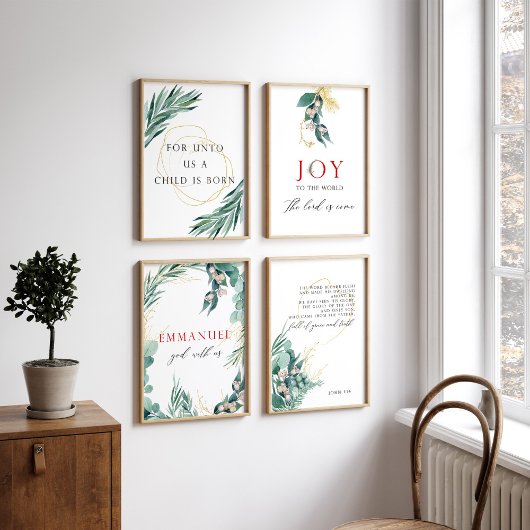 Waterverf Kerstgroen Bijbelvers Muurkunst Sets