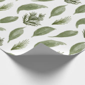 Waterverf kerstgroen bladgroen en pijnhout cadeaupapier (Hoek)
