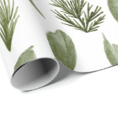 Waterverf kerstgroen bladgroen en pijnhout cadeaupapier (Rol Hoek)
