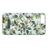 Waterverf kerstgroen en Holly Pattern Case-Mate iPhone Case (Achterkant (Horizontaal))