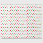 Waterverf kerstgroen en rood liefdeshart cadeaupapier (Vlak)