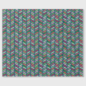 Waterverf kerstgroen en rood zigzagpatroon cadeaupapier (Vlak)