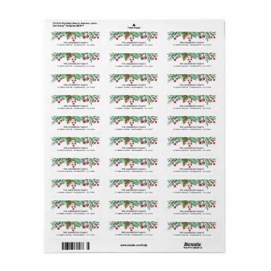 Waterverf kerstgroen etiket (Full Sheet)