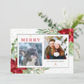 Waterverf kerstgroen + gouden vakantie Kaart (Staand voorkant)