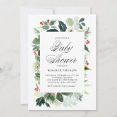 Waterverf kerstgroen Lijst Baby shower  Kaart (Voorkant)