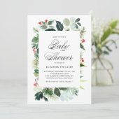 Waterverf kerstgroen Lijst Baby shower  Kaart (Staand voorkant)