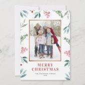 Waterverf kerstgroen Lijst Foto Feestdagenkaart (Voorkant)