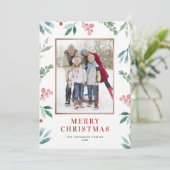 Waterverf kerstgroen Lijst Foto Feestdagenkaart (Staand voorkant)