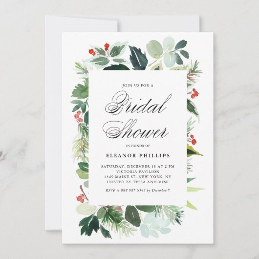 Waterverf kerstgroen Lijst Vrijgezellenfeest  Kaart (Voorkant)