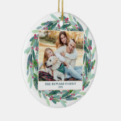 Waterverf kerstgroen met grote multi-foto keramisch ornament (Rechts)