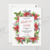 Waterverf kerstgroen met poinsettia briefkaart (Voorkant / Achterkant)