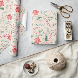Waterverf kerstgroene rode flessencrème cadeaupapier