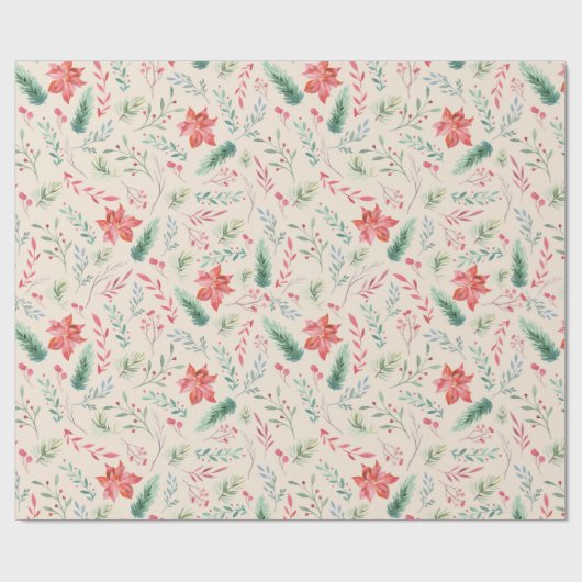 Waterverf kerstgroene rode flessencrème cadeaupapier (Vlak)