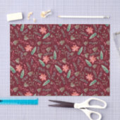 Waterverf kerstgroene rode Florals Maroon Tissuepapier (Craft)