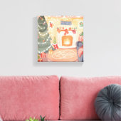 Waterverf kersthaard canvas afdruk (Insitu (Woonkamer))