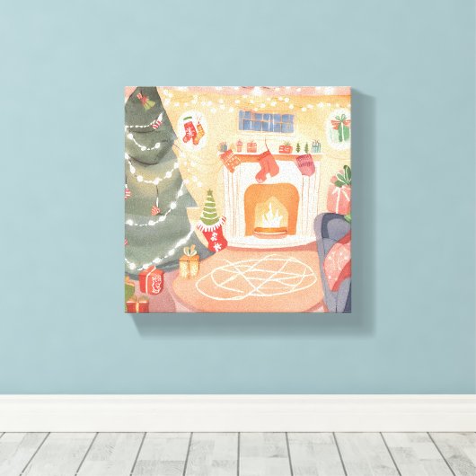 Waterverf kersthaard canvas afdruk (Insitu (Houten vloer))